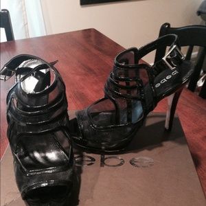 Black Bebe platforms with netting